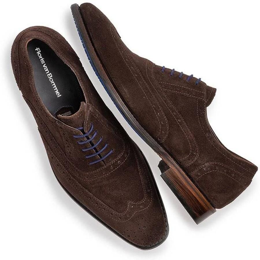 Floris van Bommel De Loper 04.07 suède veterschoenen donkerbruin - Foto 2
