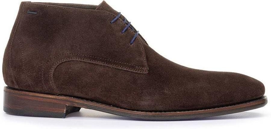Floris van Bommel De Loper 15.02 suède enkelboots donkerbruin