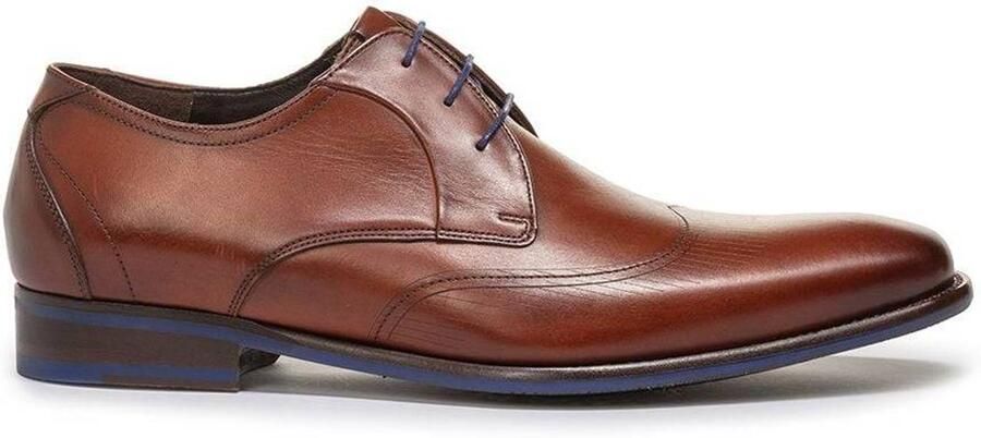 Floris van Bommel De Stijler 42.00 leren veterschoenen donker cognac