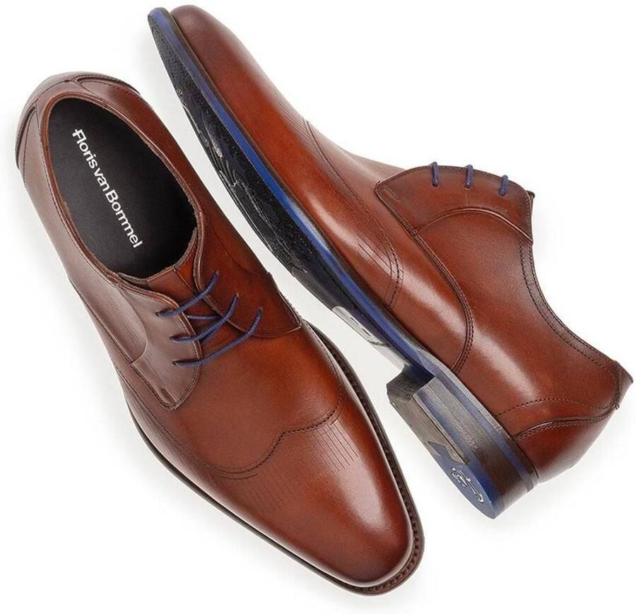 Floris van Bommel De Stijler 42.00 leren veterschoenen donker cognac - Foto 2