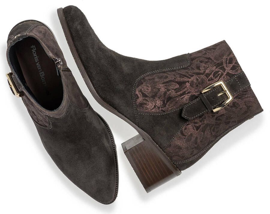 FLORIS VAN BOMMEL Enkellaarsjes Dames Sfw-50065 Evi Maat: 37 5 Materiaal: Suède Kleur: Bruin - Foto 4