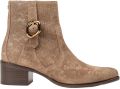 Floris van Bommel Evi 05.14 suède enkellaarzen met blokhak taupe - Taupe