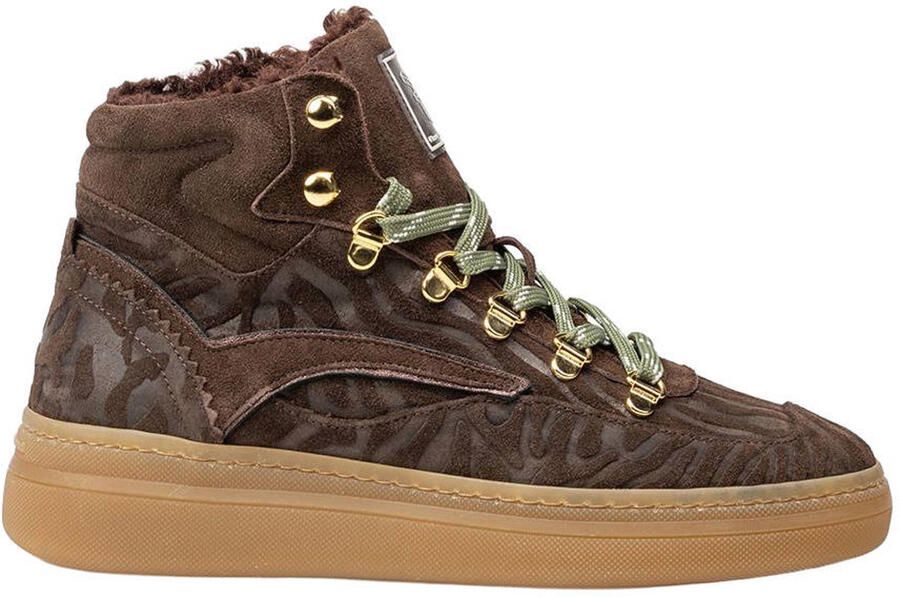 FLORIS VAN BOMMEL Hoge Sneakers Dames Sfw-10175 Fygi Maat: 39 Materiaal: Suède Kleur: Bruin