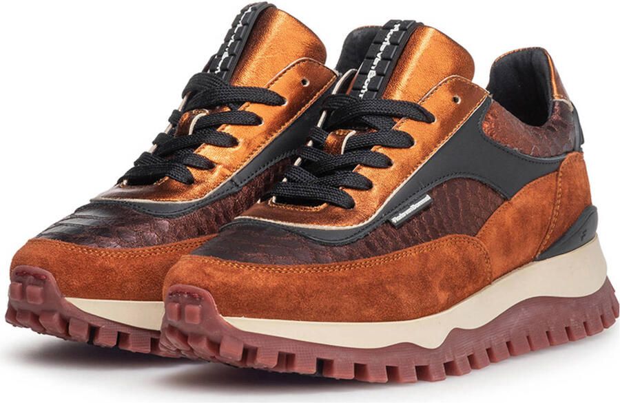 Floris van Bommel Grommi 01.18 leren sneakers oranje