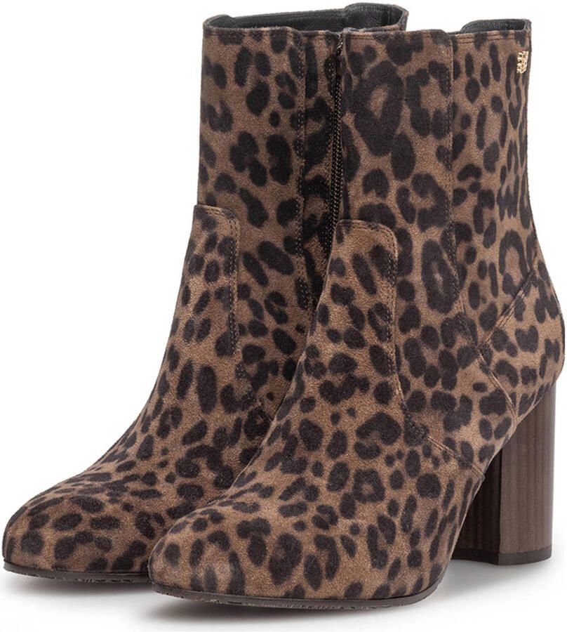 Floris van Bommel Kaci 01.07 suède enkellaarzen met panterprint taupe zwart - Foto 2