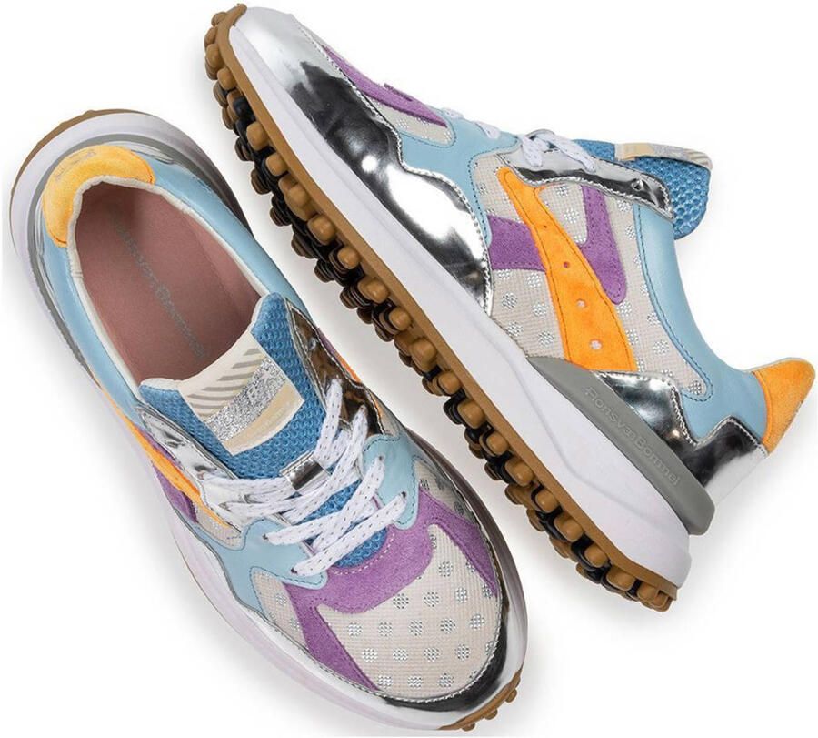 Floris van Bommel leren sneakers lichtblauw lila oranje - Foto 2
