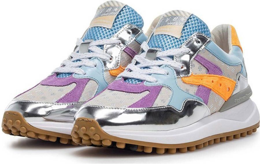 Floris van Bommel leren sneakers lichtblauw lila oranje - Foto 3