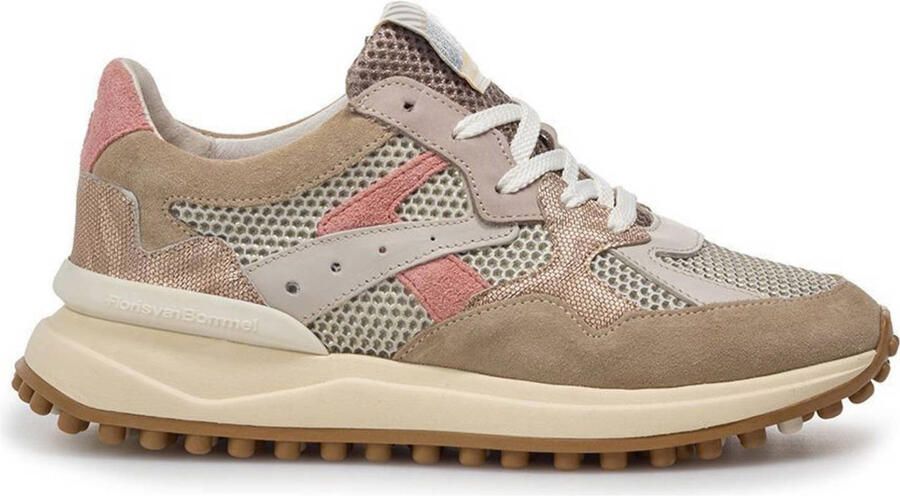 Floris van Bommel leren sneakers taupe roze