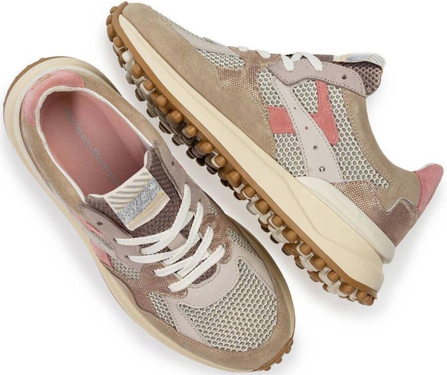 Floris van Bommel leren sneakers taupe roze - Foto 2