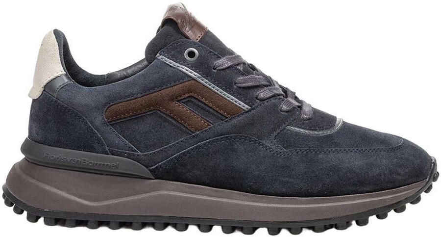 Floris van Bommel Heren Lage sneakers Chunky zool Sfm-10139 Noppi Blauw Suède