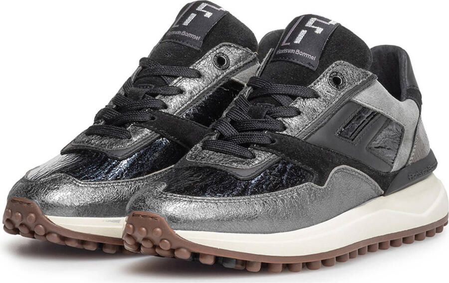 FLORIS VAN BOMMEL Lage Sneakers Dames Sfw-10128 Noppi Maat: 36 Materiaal: Leer Kleur: Zilverkleurig