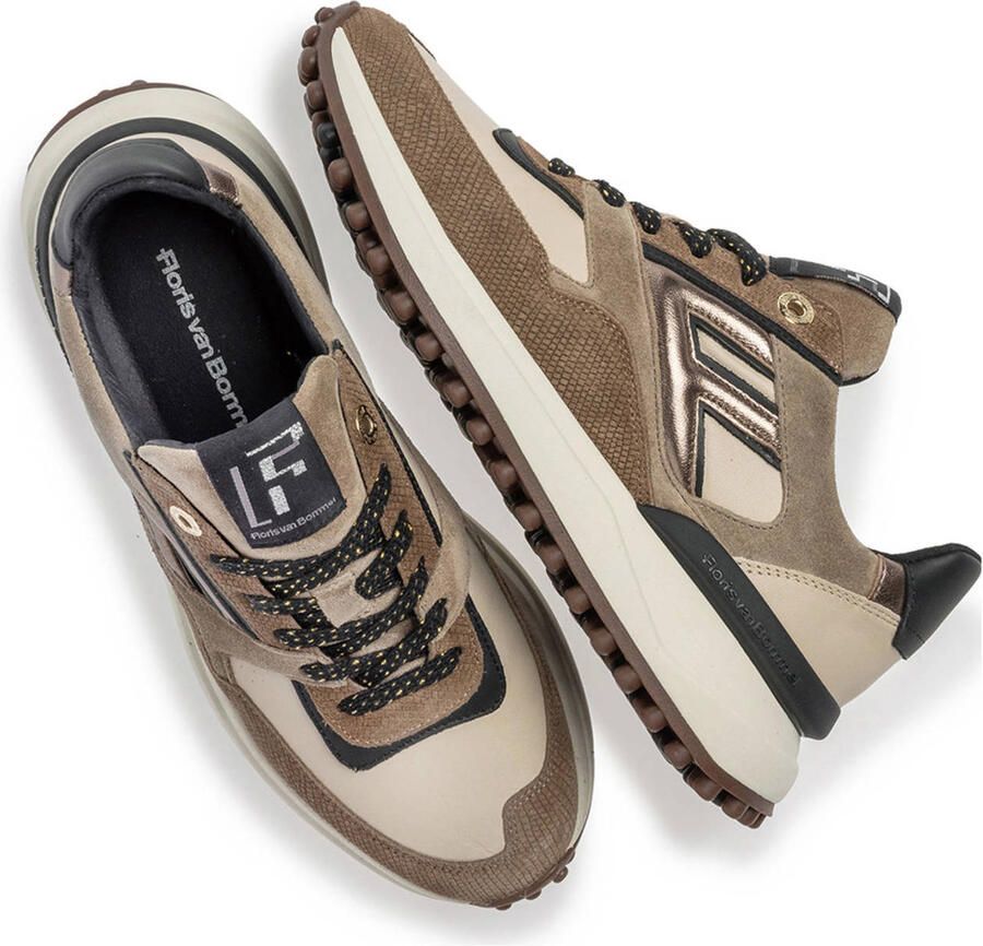 FLORIS VAN BOMMEL Lage Sneakers Dames Sfw-10128 Noppi Maat: 36 Materiaal: Suède Kleur: Taupe