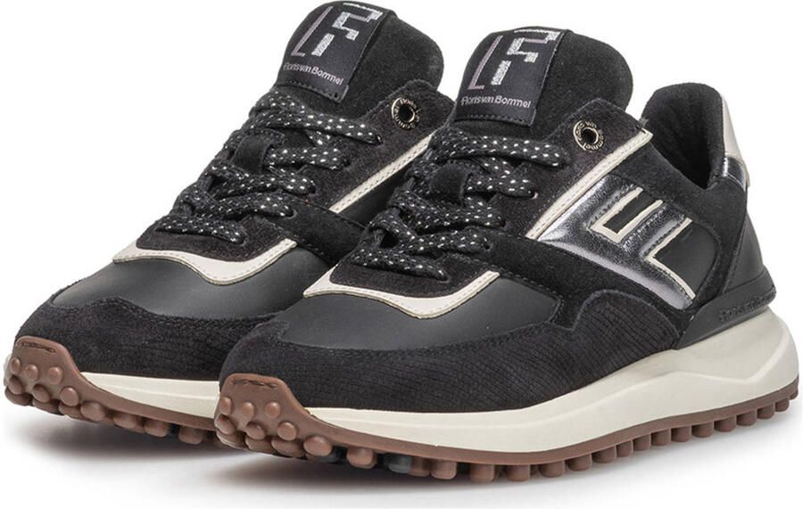 FLORIS VAN BOMMEL Lage Sneakers Dames Sfw-10128 Noppi Maat: 42 Materiaal: Suède Kleur: Zwart