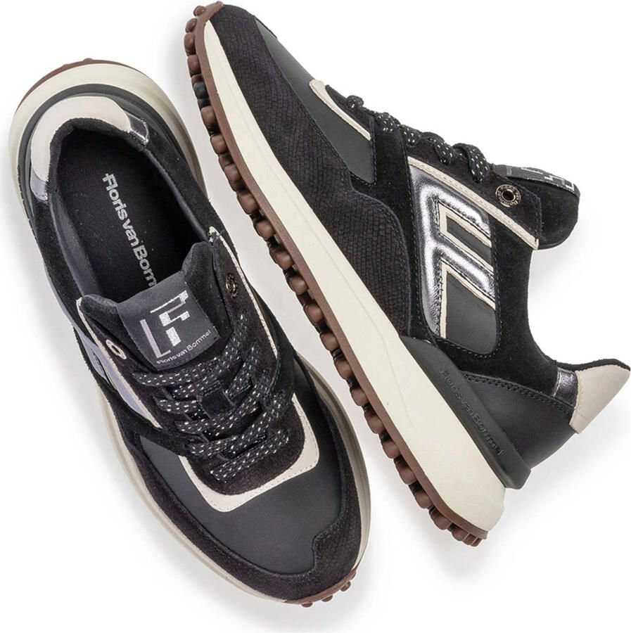 FLORIS VAN BOMMEL Lage Sneakers Dames Sfw-10128 Noppi Maat: 38 5 Materiaal: Suède Kleur: Zwart
