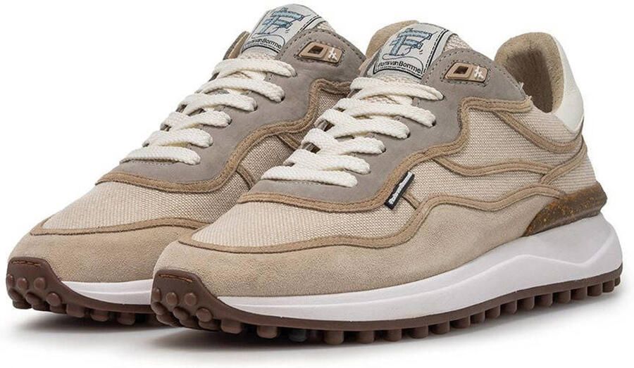 Floris van Bommel heren sneaker Noppi suède en textiel beige - Foto 3