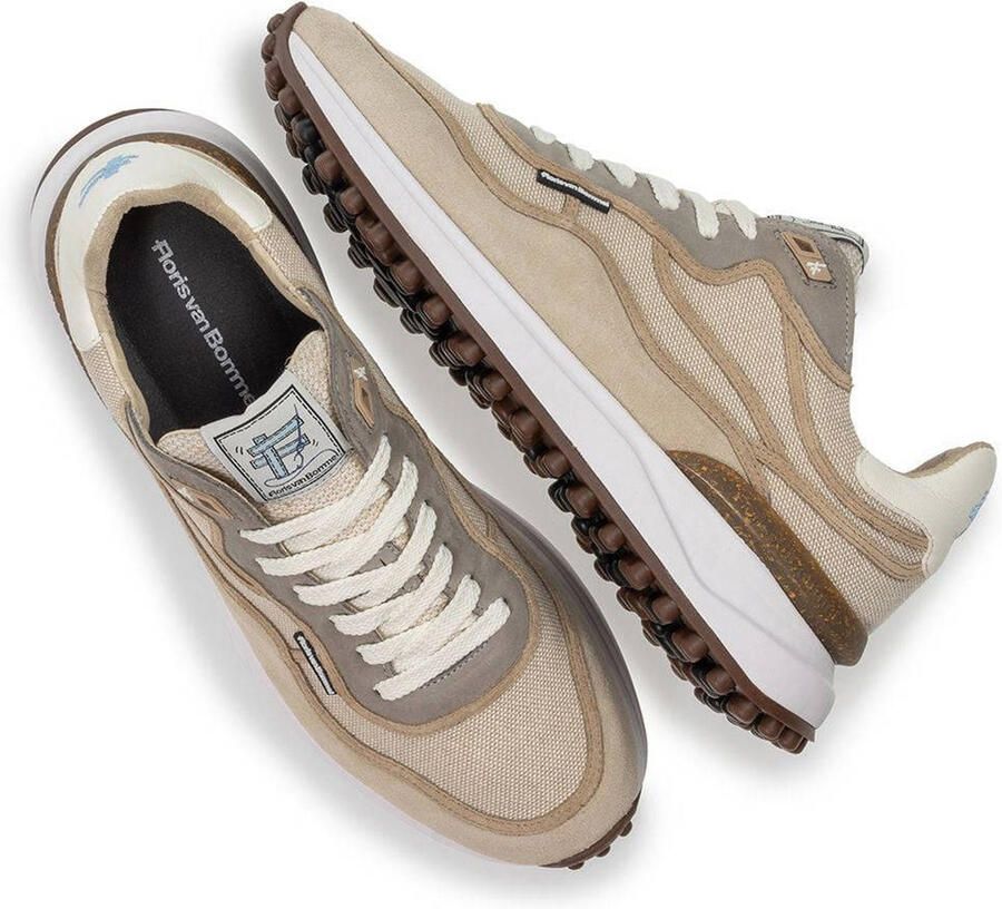 Floris van Bommel heren sneaker Noppi suède en textiel beige - Foto 2