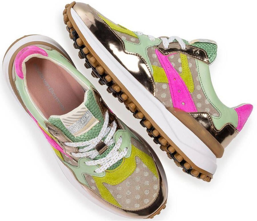Floris van Bommel Noppi 46.08 leren sneakers taupe groen roze - Foto 2