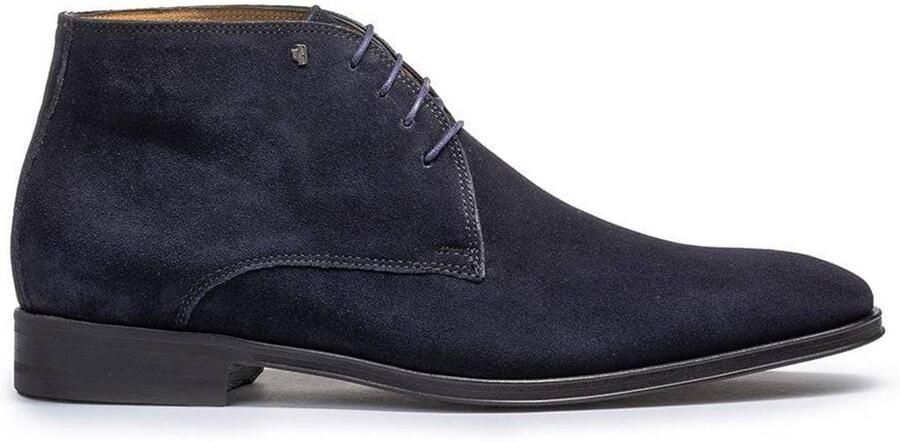 Floris van Bommel Raffa 05.10 suède veterschoenen donkerblauw