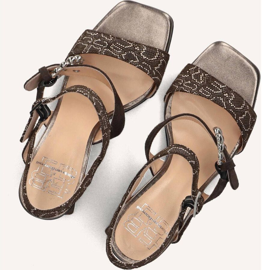 FLORIS VAN BOMMEL Sandalen met Hak Dames Sfw-90082 Tahli Textiel Bruin - Foto 6