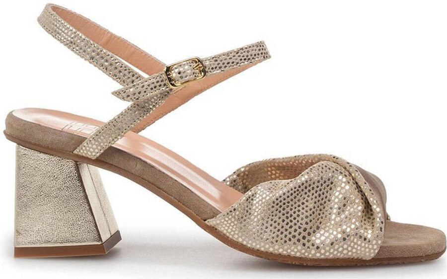 FLORIS VAN BOMMEL Sandalen met Hak Dames Sfw-90076 Cassi Leer Goudkleurig