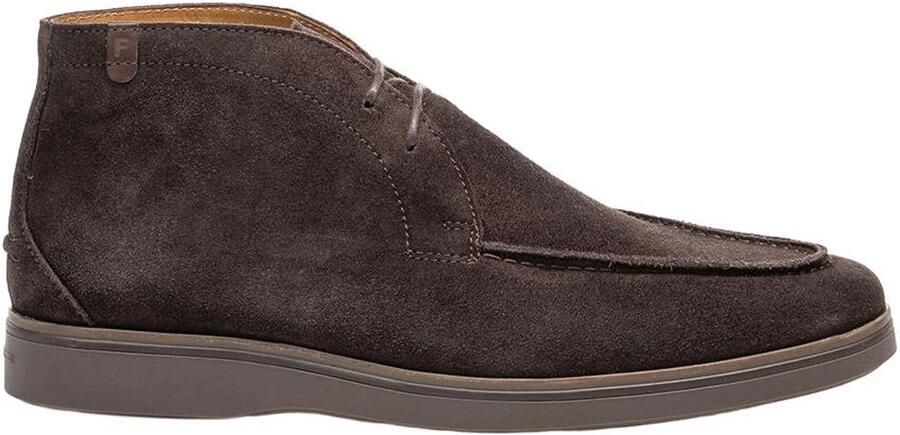 Floris van Bommel suède veterboots donkerbruin