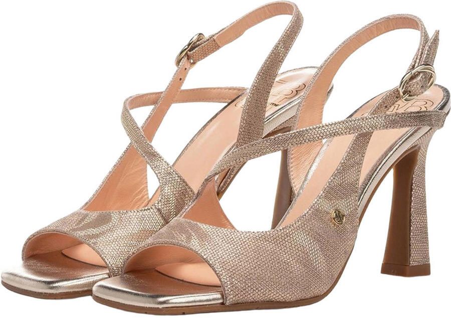 FLORIS VAN BOMMEL Sandalen met Hak Dames Sfw-90065 Tami Maat: 38 Materiaal: Textiel Kleur: Goudkleurig - Foto 6