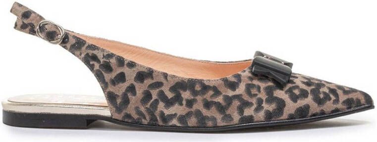 Floris van Bommel Gygi 01.05 suède slingback loafers met panterprint taupe - Foto 2