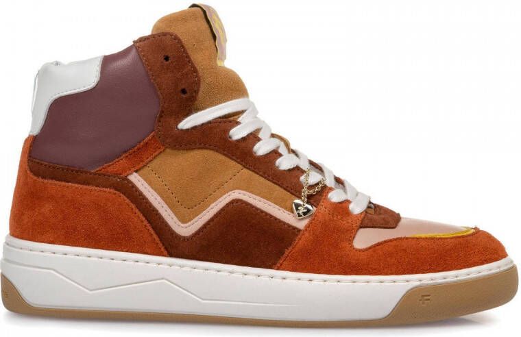 Floris van Bommel IGGI hoge suède sneakers cognac multi