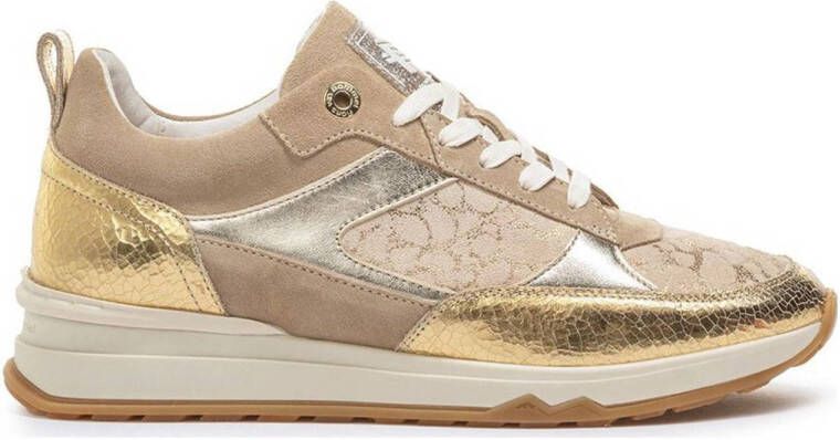 FLORIS VAN BOMMEL Lage Sneakers Dames Sfw-10132 Mari Maat: 36 Materiaal: Suède Kleur: Goud