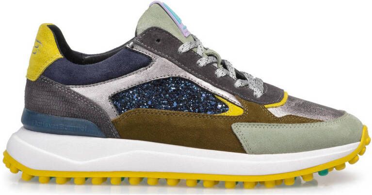 Floris van Bommel Noppi suède sneakers lichtgroen multi