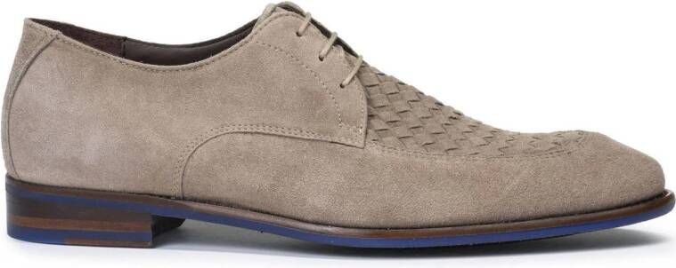 Floris van Bommel De Stapper 50.02 suède veterschoenen lichtbruin