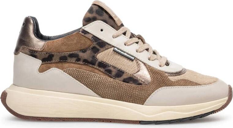 Floris van Bommel Suvi 03.04 suède sneakers met ponyhair taupe beige