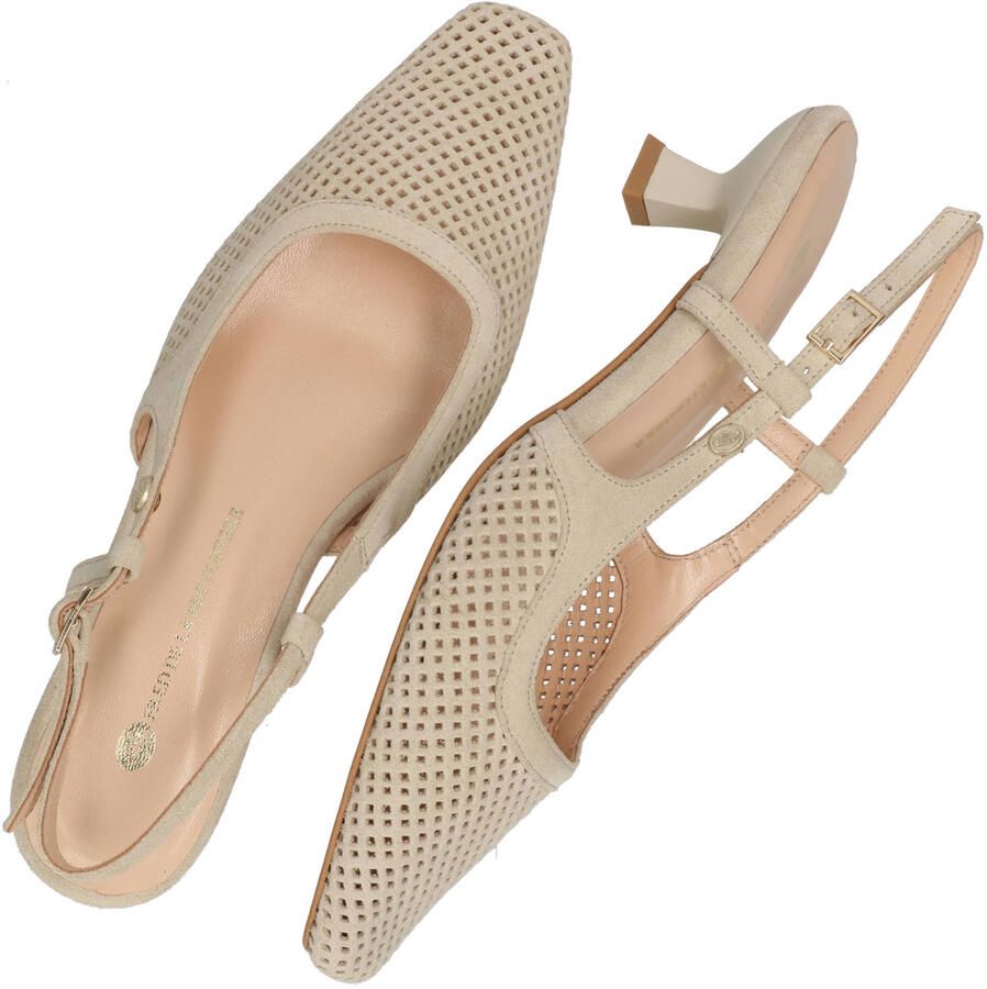 Fred de la Bretoniere Carly Sling suède leren slingback pumps beige - Foto 2
