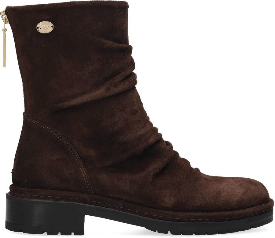 Fred de la Bretoniere Flint Jimmy leren suède enkelboots donkerbruin