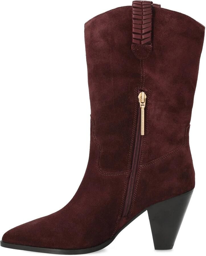 Fred de la Bretoniere leren suède cowboy boots met hak bordeauxrood