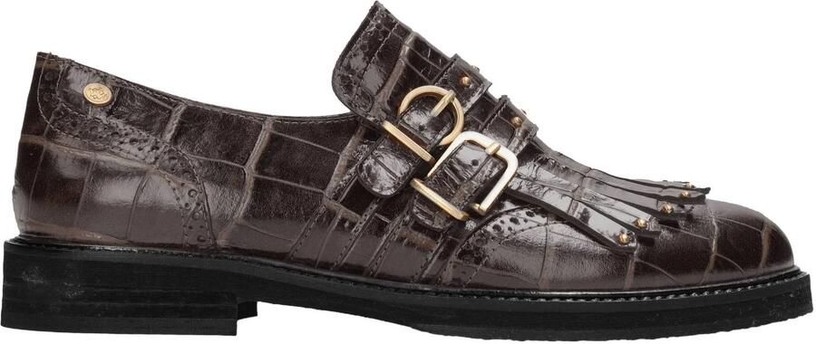 Fred de la Bretoniere Paris Eros leren loafers met dierenprint bruin