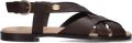 FRED DE LA BRETONIERE Sandalen met Hak Dames Gitel Cross Leer Bruin - Donkerbruin