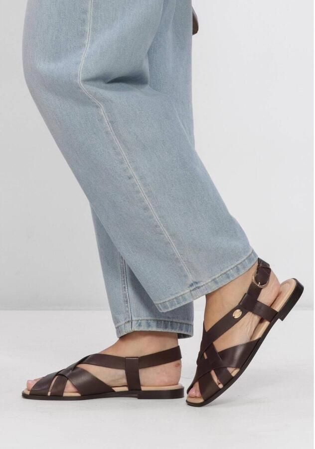 FRED DE LA BRETONIERE Sandalen met Hak Dames Gitel Cross Leer Bruin - Foto 3