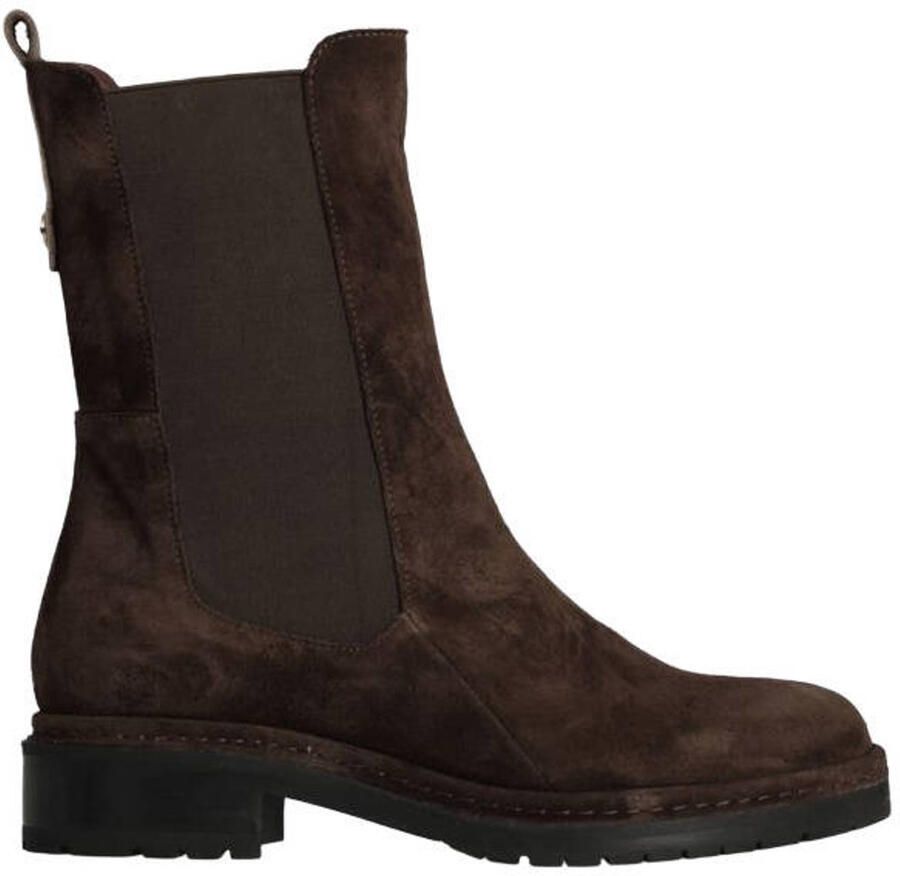 Fred de la Bretoniere Yael leren chelsea boots met profielzool donkerbruin