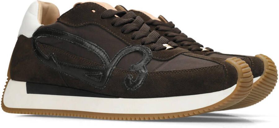 Fred de la Bretoniere Yentl Sign sneakers donkerbruin wit - Foto 3