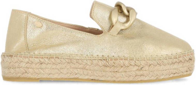 Fred de la Bretoniere leren espadrilles met ketting goud