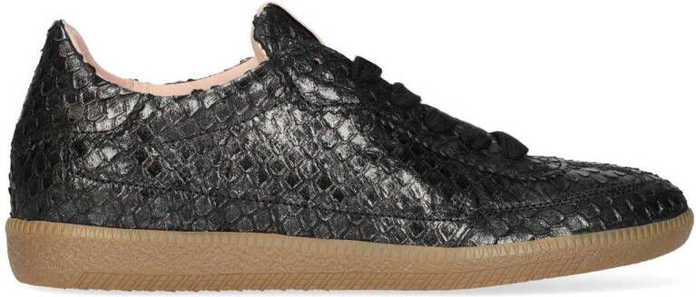 Fred de la Bretoniere Pearl Base leren sneakers met dierenprint zwart zilver