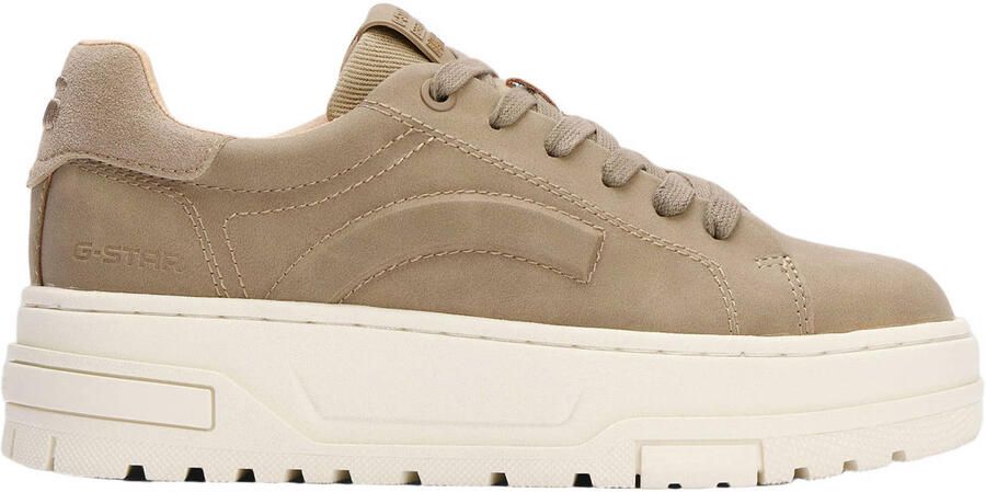 G-STAR suède sneakers met plateauzool taupe