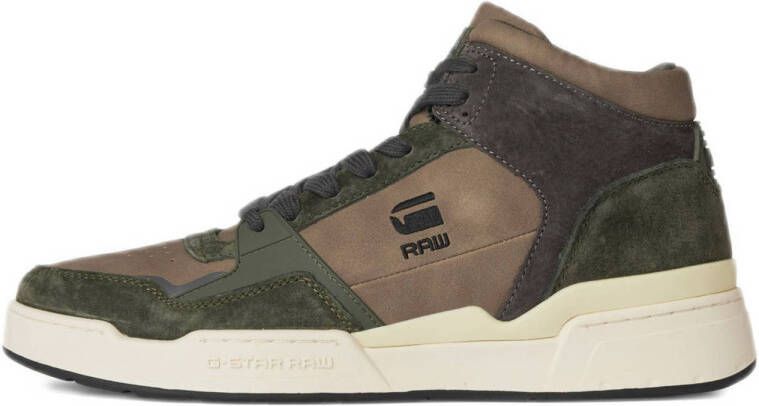 G-Star RAW ATTACC MID BLK M leren sneakers olijfgroen taupe