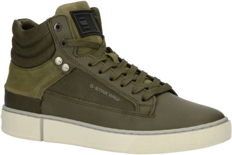 G-Star RAW RAVOND MID BSC DNM Bsc leren sneakers olijfgroen