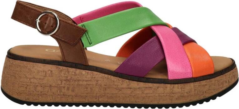 Gabor Comfort leren sandalen roze oranje groen