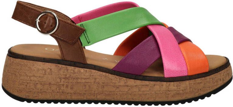 Gabor Comfort leren sandalen roze oranje groen