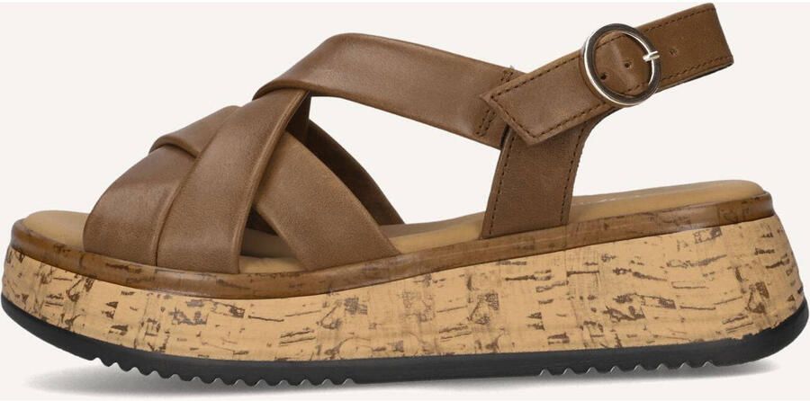 Gabor Dames Sandalen met hak 823.1 Camel Leer Plateauzool - Foto 6