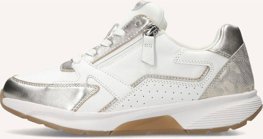 Gabor Rollingsoft Sneaker Veter en Rits Wit Goud Leer