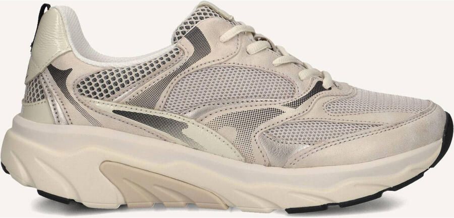 Gabor 86.936.39 Rolling Soft Sneakers Beige Leer en Mesh Dames Breed Beige